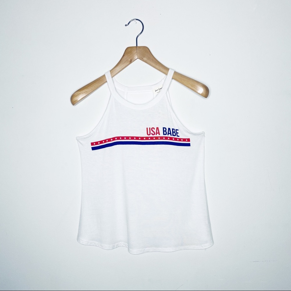 USA BABE Patriotic 4th of July White Tank Top
